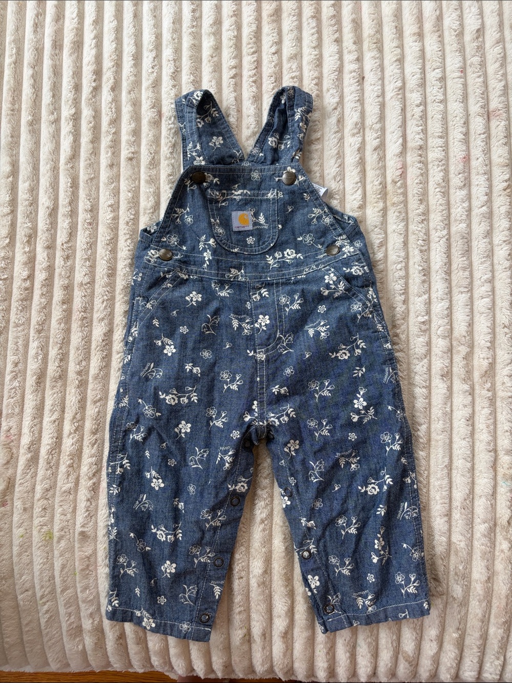Carhartt Navy Blue Floral Print Kids Overalls